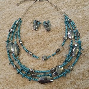 Turquoise Necklace and Earrings